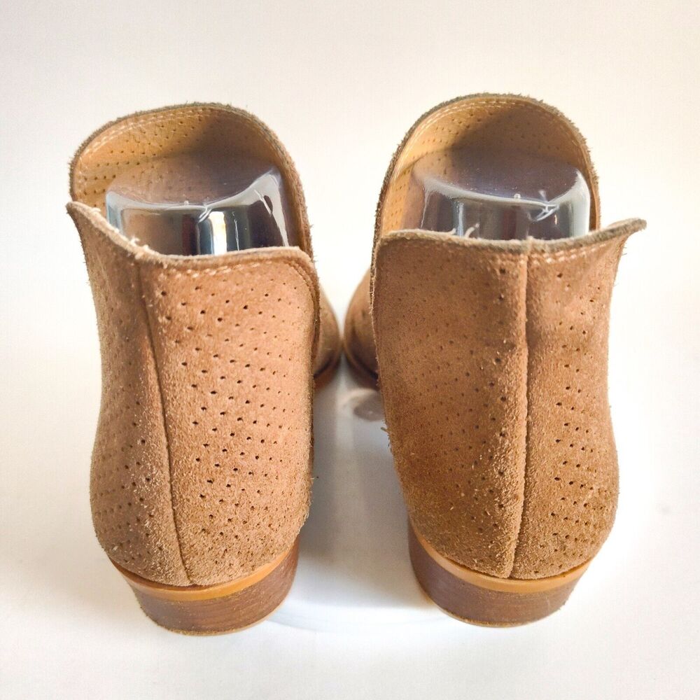 Lucky Brand Booties Bailey Perforated Camel Tan Suede Ankle Boots Size 6.5 M - Picture 7 of 10